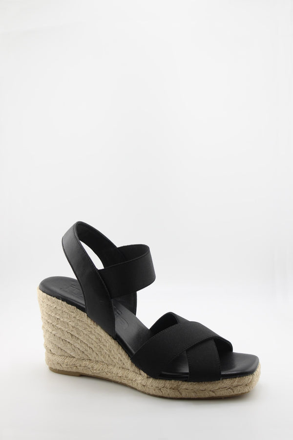 Jutelia Elastic Criss-Cross Strap Espadrille Wedge with Ankle Strap